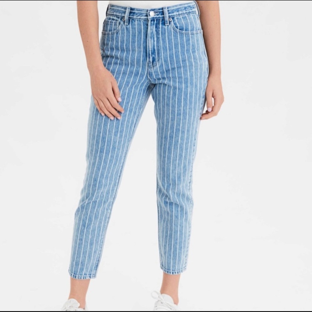 American Eagle striped mom jeans